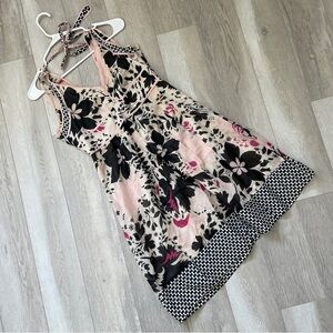Forever 21 Dress floral y2k Pink Black (large) 2000s retro tacky funky bow tag